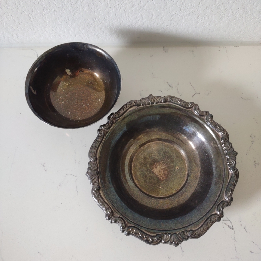 Vintage Sheridan Taunton Silversmiths Silver Plate candy Bowls Dishes 2 Pieces